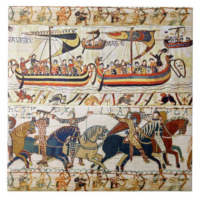 BAYEUX TAPESTRY NORMAN KNIGHTS, VIKING SHIPS, ARCH (Frente)