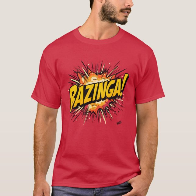 Bazinga! Camiseta Retro Geek em Estilo de Quadrinh (Frente)