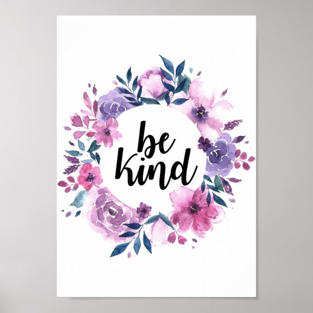 Be kind floral wreath poster (Frente)