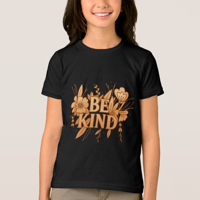 Be Kind | Gold Floral Youth Tri-Blend T-Shirt (Frente)