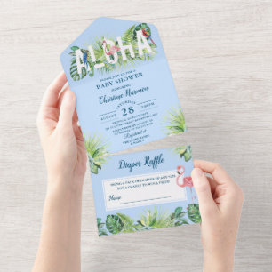 Beach Aloha Light Blue Chá de fraldas Fralda Raffl
