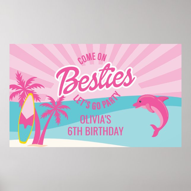 Beach Besties Birthday Poster (Frente)