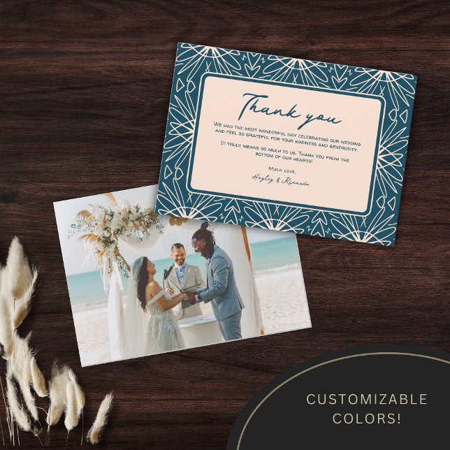 Beach Boho Trendy Weding Obrigado Cartões (Criador carregado)
