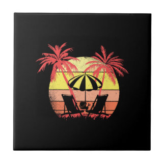 Beach Chairs Parasol Summer Sunset 80s Palm Tree