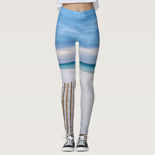 Beach Fence Morning Destin Florida Leggings
