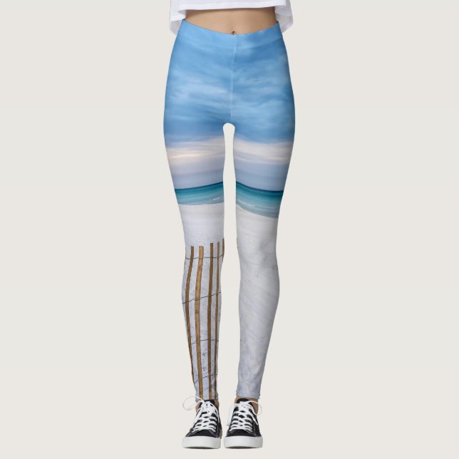 Beach Fence Morning Destin Florida Leggings (Frente)