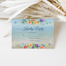 Beach Floral Watercolor Weding RSVP