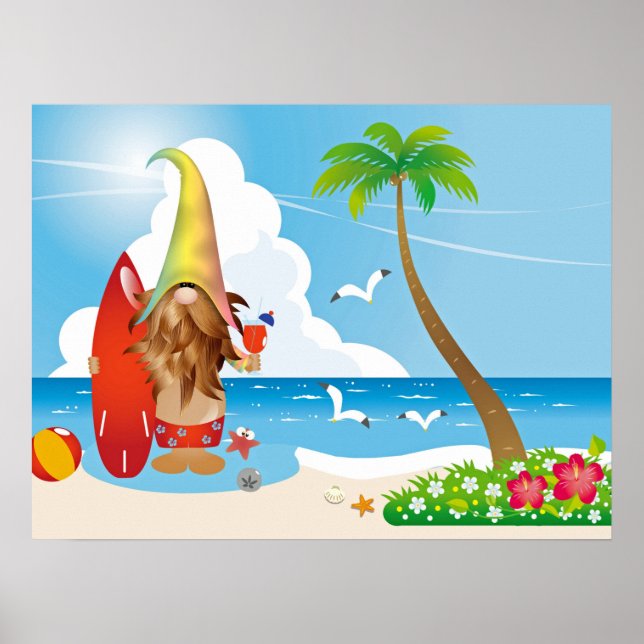 Beach Gnome Art Poster (Frente)