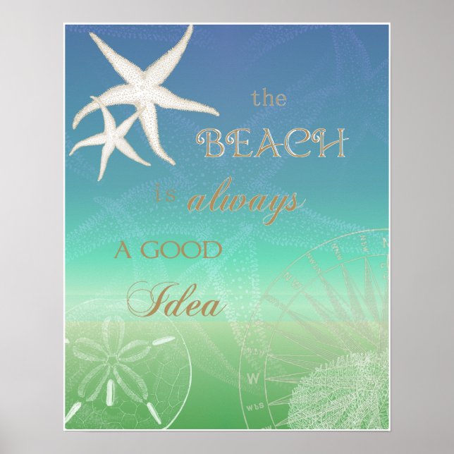Beach Good Idea Blue Starfish Poster (Frente)