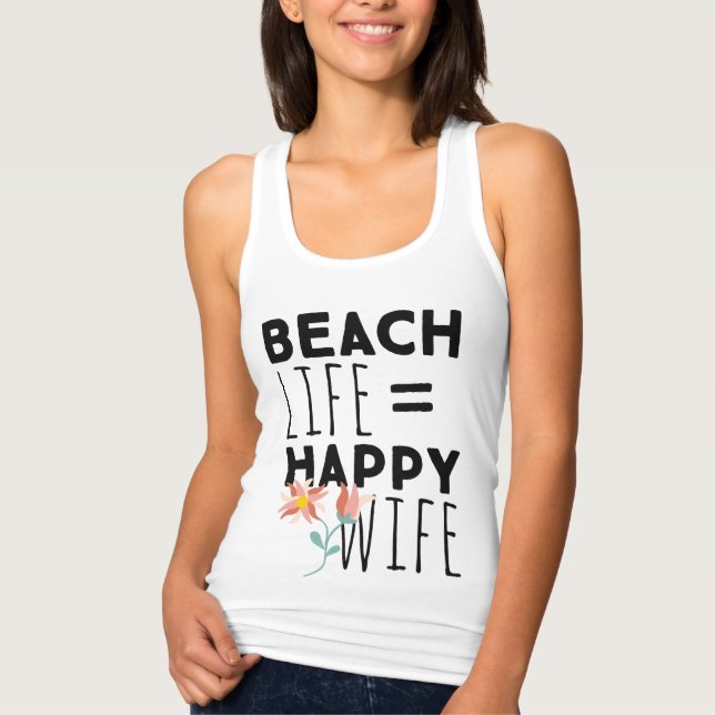 Beach Life Happy Wide Tank Top (Frente)