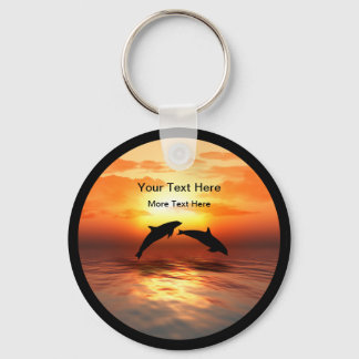 Beach Nature Dolphins Sunset Message Chaveiros