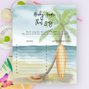 Beach - Nomeie esse jogo de chá de fraldas da músi
