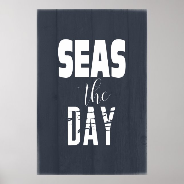 Beach Quote Seas The Day Bold Type Art Impressão (Frente)