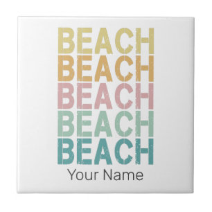 Beach Retro Lettering Vintage Holiday Summer