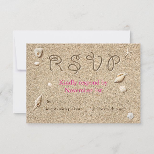 Beach Sandy Toes Salty Kisses RSVP rosa (Frente)