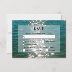 Beach Sea Water Sparkles Weds RSVP Cards