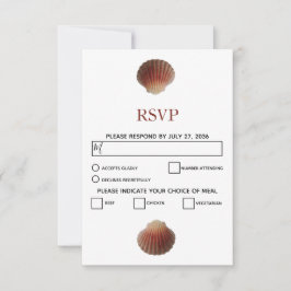 Beach Seashell Clams Casando Cartões RSVP
