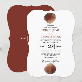 Beach Seashell Clams Convites para Casamento