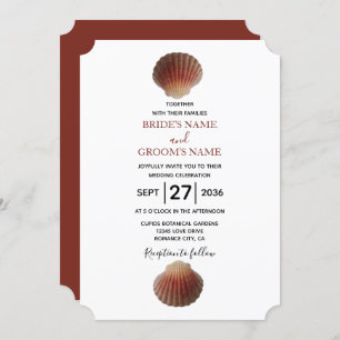 Beach Seashell Clams Convites para Casamento