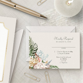 Beach Seashells Floral Wedding RSVP