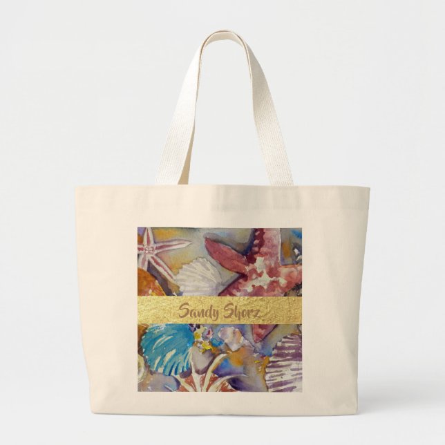 Beach Seashells Watercolor Design Bolsa (Frente)