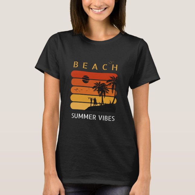Beach Sunset Vibes | Camisa Tropical de Verão (Frente)