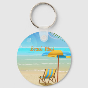 Beach Vibes Chaveiro, Basic Button Chaveiro