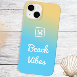 Beach Vibes Modern Blue Yellow Ombre Monogramado