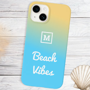Beach Vibes Modern Blue Yellow Ombre Monogramado