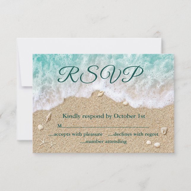Beach Waves Sandy Toes Salty Kisses RSVP (Frente)