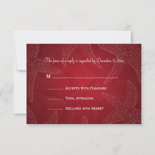 Beach Wedding RSVP Starfish Red (Frente)
