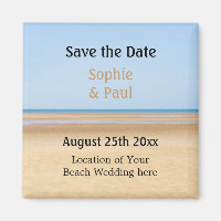 Beach Wedding Salve a Imã de geladeira de Data