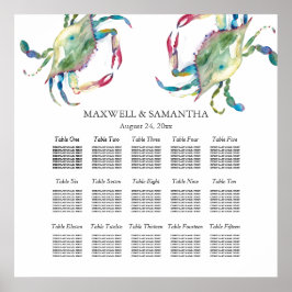 Beach Wedding SEATING CHART, Blue Crab Poster