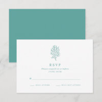 Beach Wedding Teal Coastal Coral RSVP