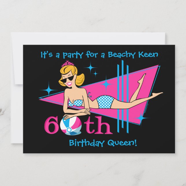 Beachy Keen 60º aniversário - Convites personaliza (Frente)