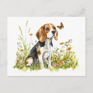 Beagle & Butterfly - Cartão postal