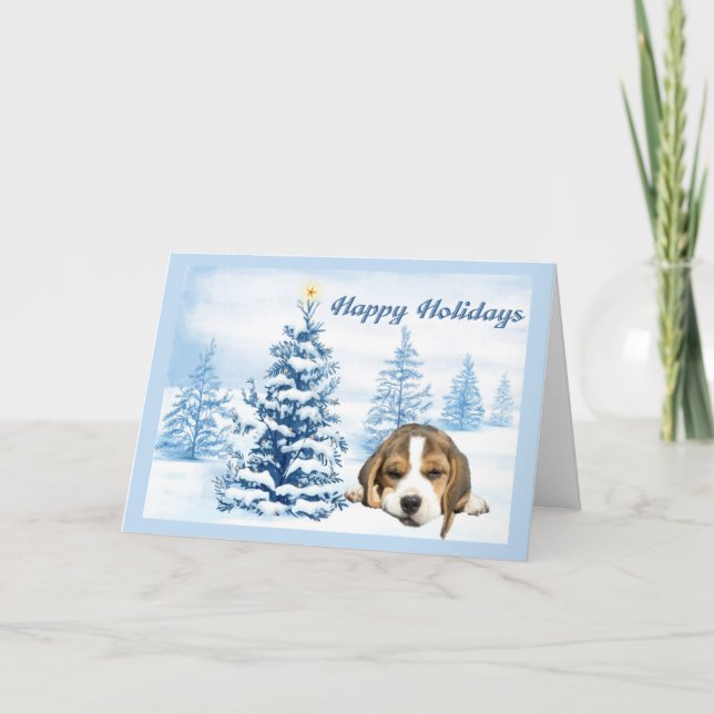 Beagle Christmas Snowy Tree - Cartão de Saudação (Frente)