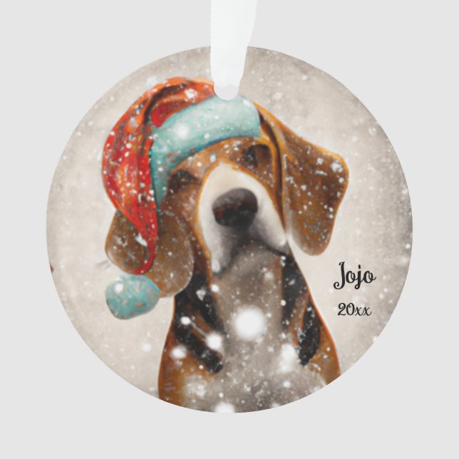 Beagle de Natal, Papais noeis Ornamento de Cães (Frente)
