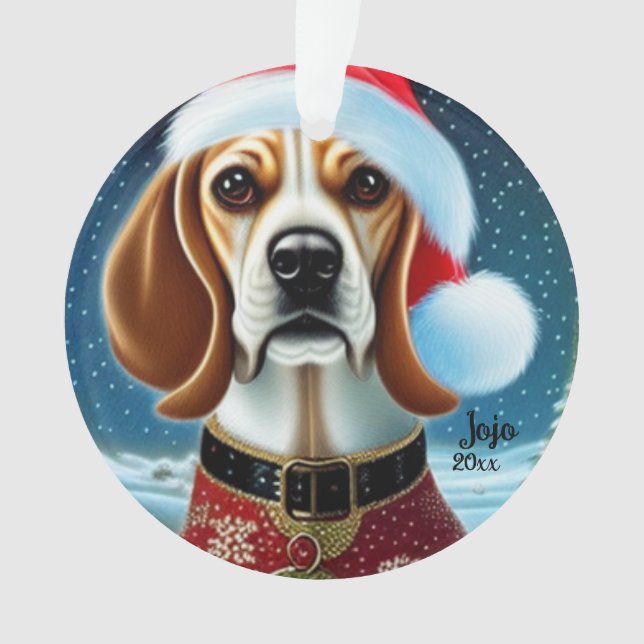 Beagle de Natal, Papais noeis Ornamento de Cães (Frente)