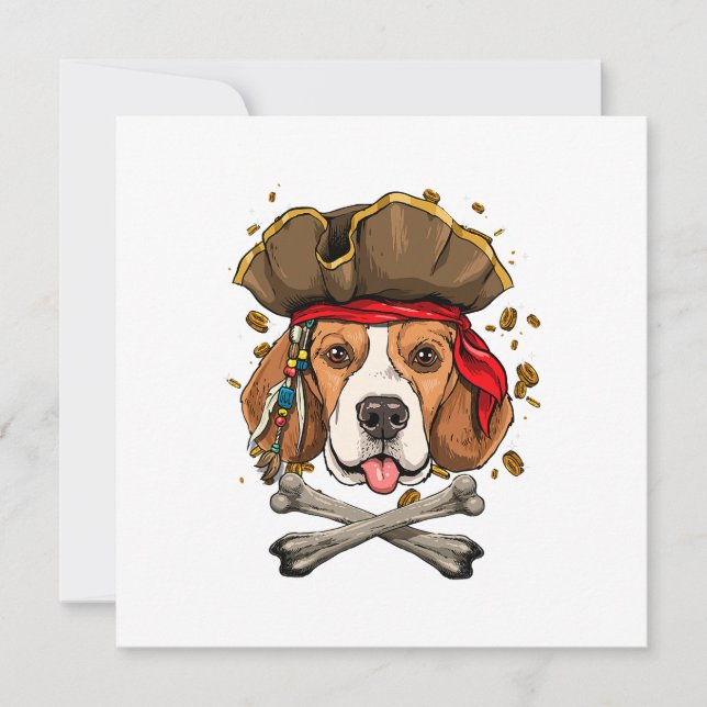 Beagle Dog Pirate Jolly Roger Flag (Frente)