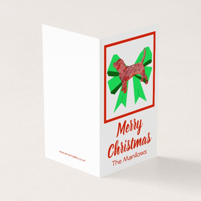 Beagle Hound Christmas Dog & Green Arco Gift Tag (Exterior)