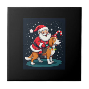 Beagle Iluminação de Natal Papai Noel Montando Bea