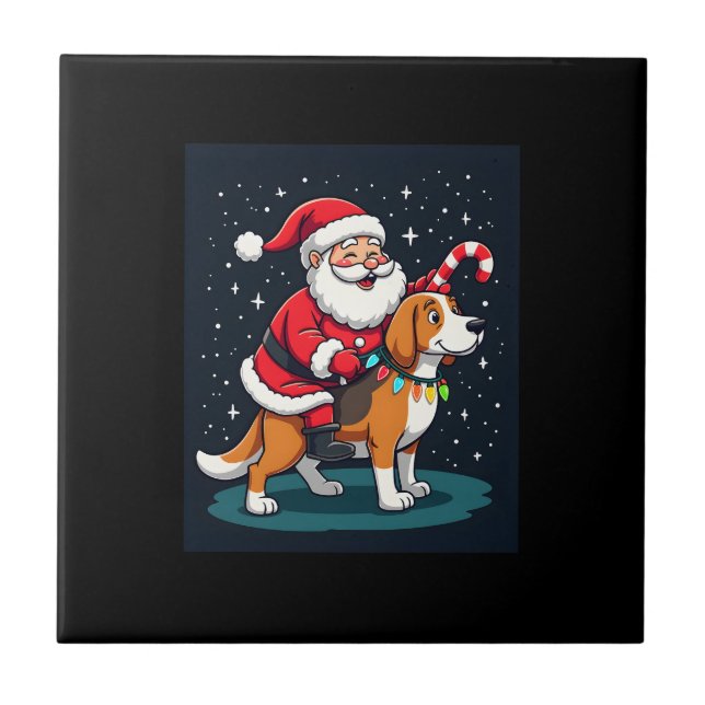 Beagle Iluminação de Natal Papai Noel Montando Bea (Frente)