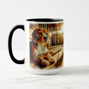 Beagle Sunning na Xícara de Café Porch