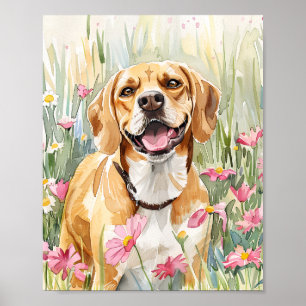 Beagle watercolor dog wall art impressão poster