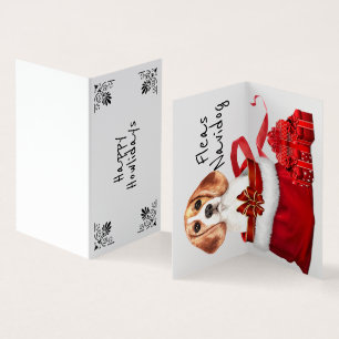 Beagle Xmas em Papais noeis sack com desejos DIY