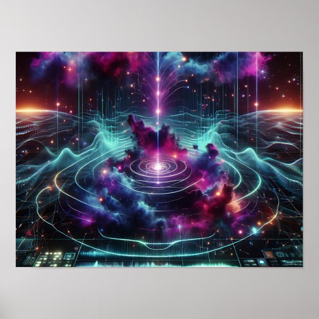 Beams And Waves Cosmic Energy Sci-fi Space Poster (Frente)