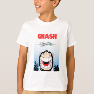 Beano Gnasher "Tubarão" paródia camiseta infantil