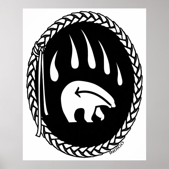 Bear Art Poster Impressão Tribal Willife Decor Pos (Frente)