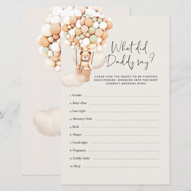 Bear Baby Game - O Que O Pai Disse? (Frente/Verso)